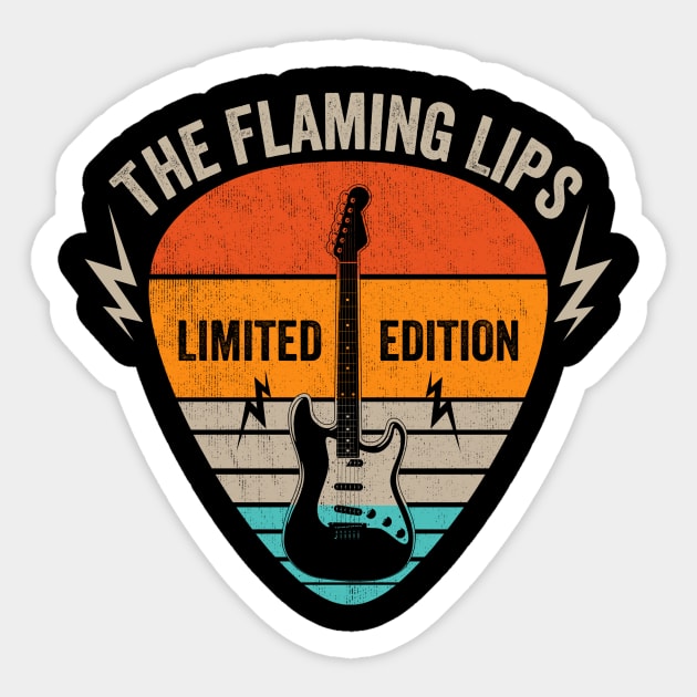 Vintage Flaming Name Guitar Pick Limited Edition Birthday Sticker by Monster Mask